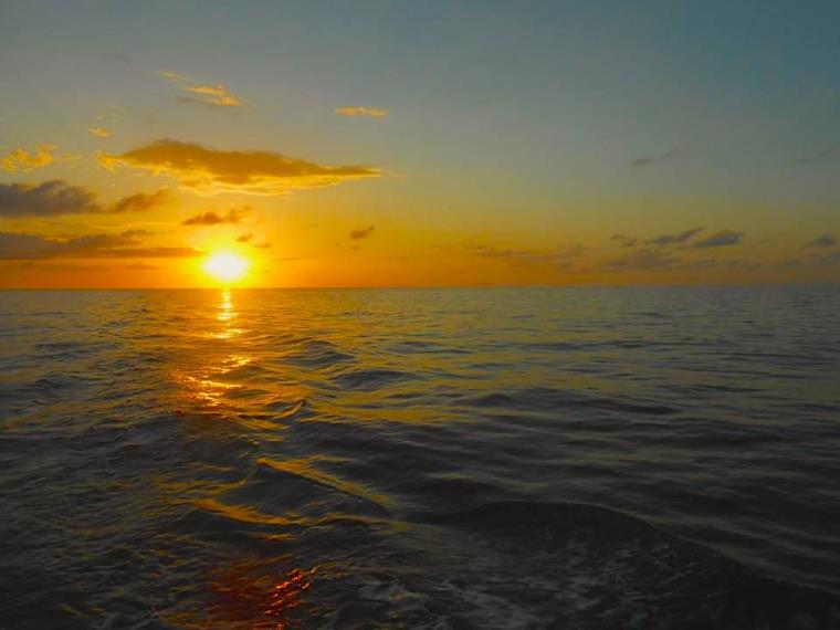 Orange gold sunset over the sea